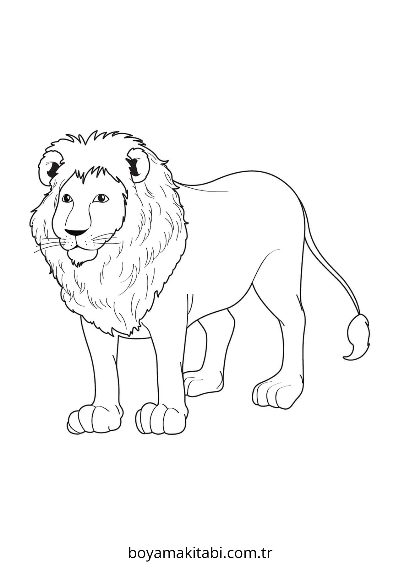 Aslan boyama sayfası – PDF indir, sevimli karakter
