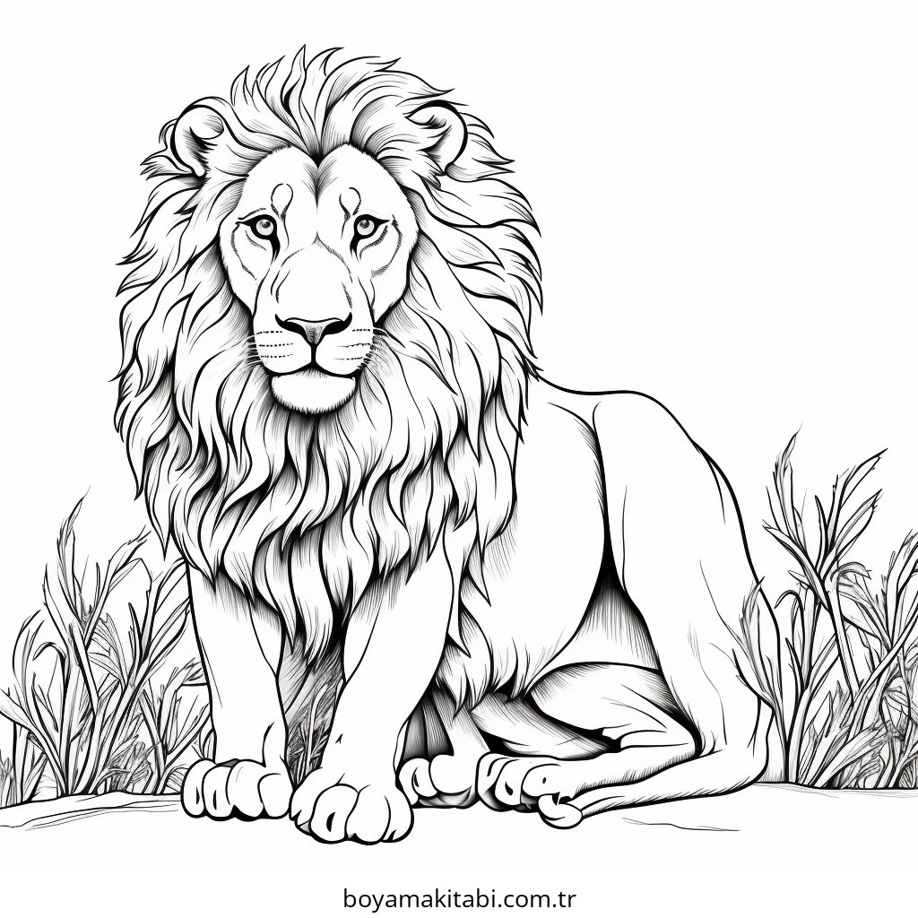 Aslan boyama sayfası – kolay boyama, eğitici aktivite
