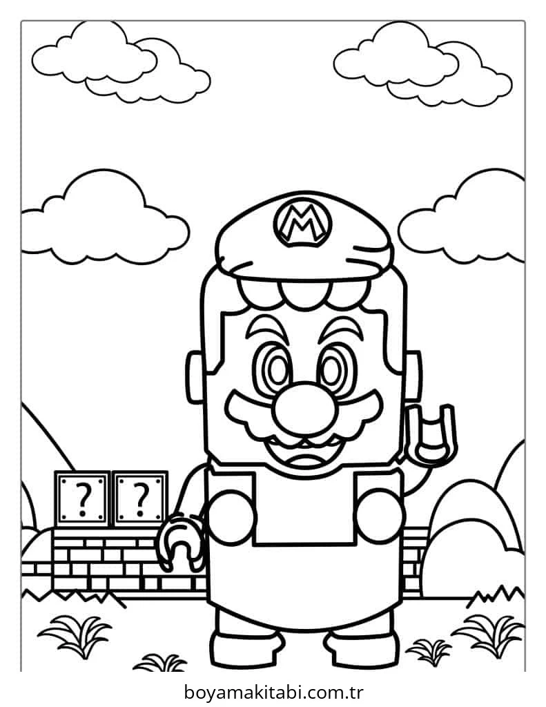 Mario boyama sayfası #272 – anaokulu etkinliği, motor becerileri destekler