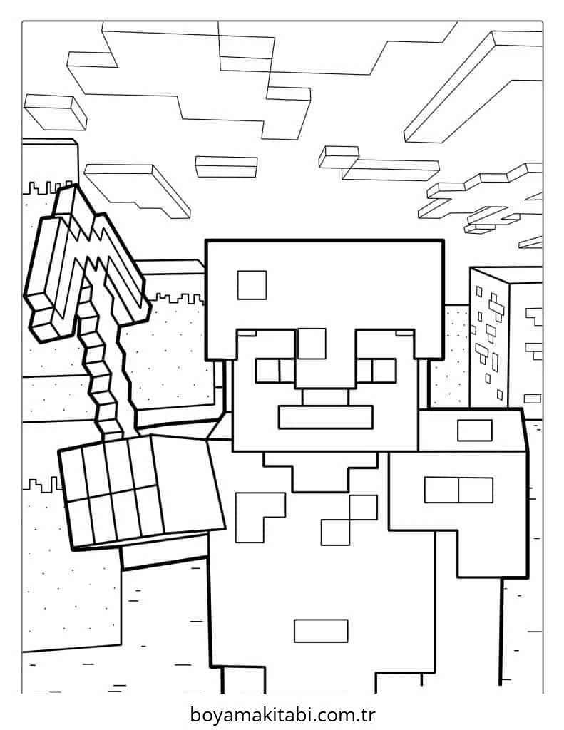 Minecraft boyama sayfası – kolay boyama, eğitici aktivite