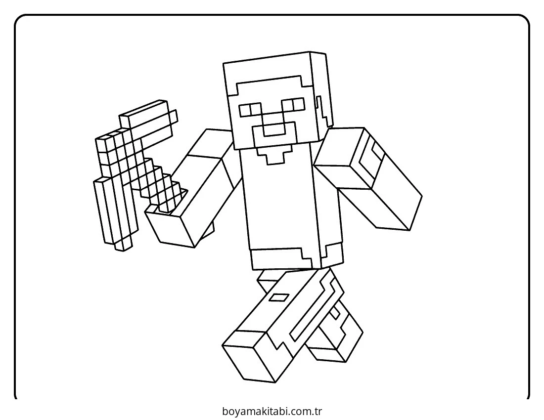 Minecraft boyama sayfası – çocuk aktivitesi, PDF indir