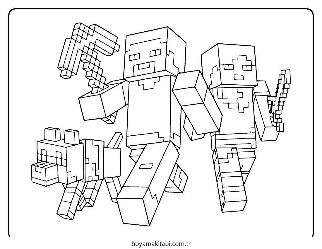Minecraft boyama sayfası – PDF indir, sevimli karakter