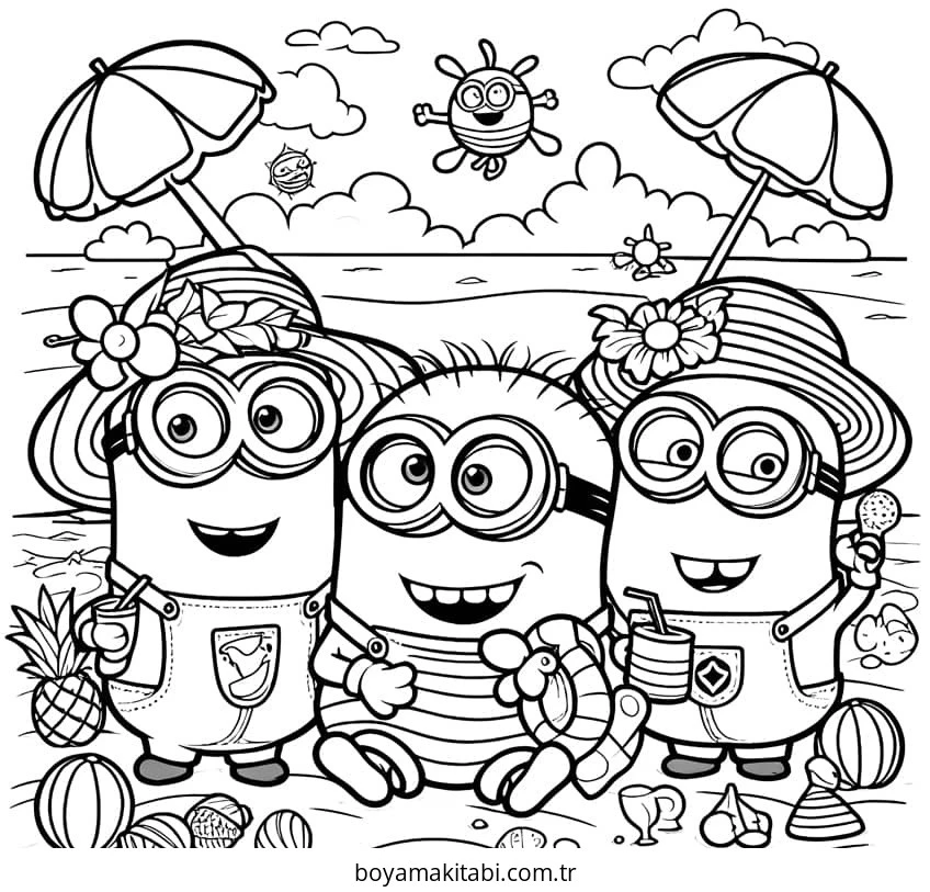 Minions boyama sayfası – el becerilerini geliştirir, boyama çalışması