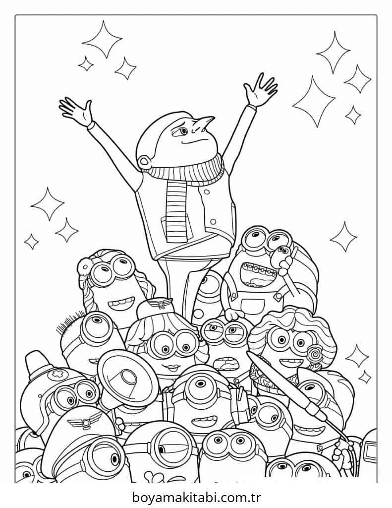 Minions boyama sayfası – evde etkinlik, ücretsiz yazdır