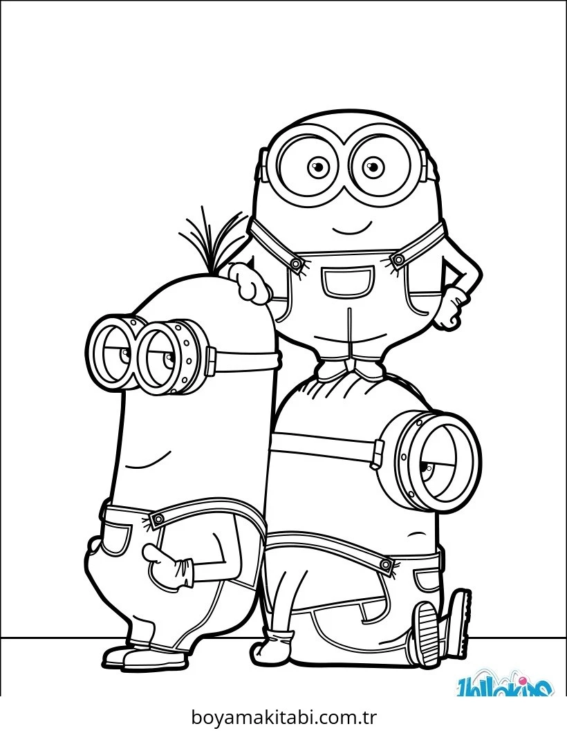 Minions boyama sayfası – renkli çizimler, okul öncesi