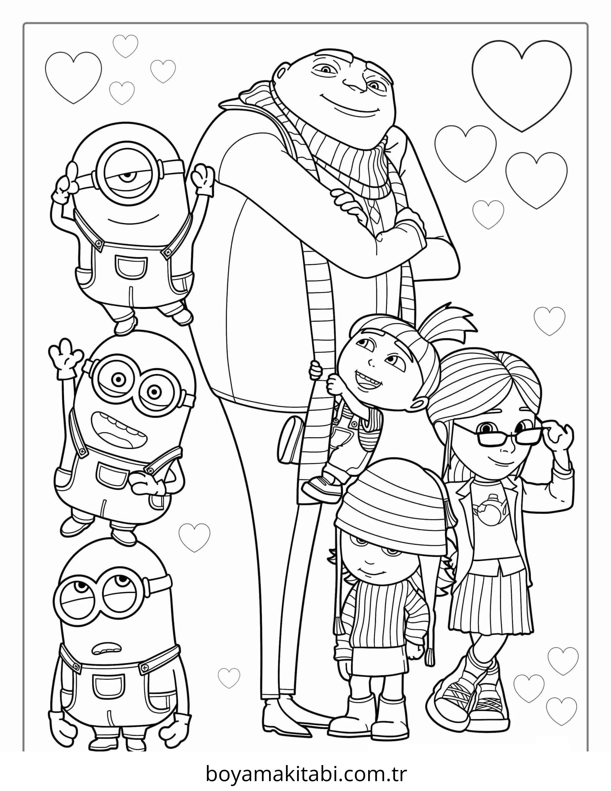 Minions boyama sayfası – kolay boyama, eğitici aktivite