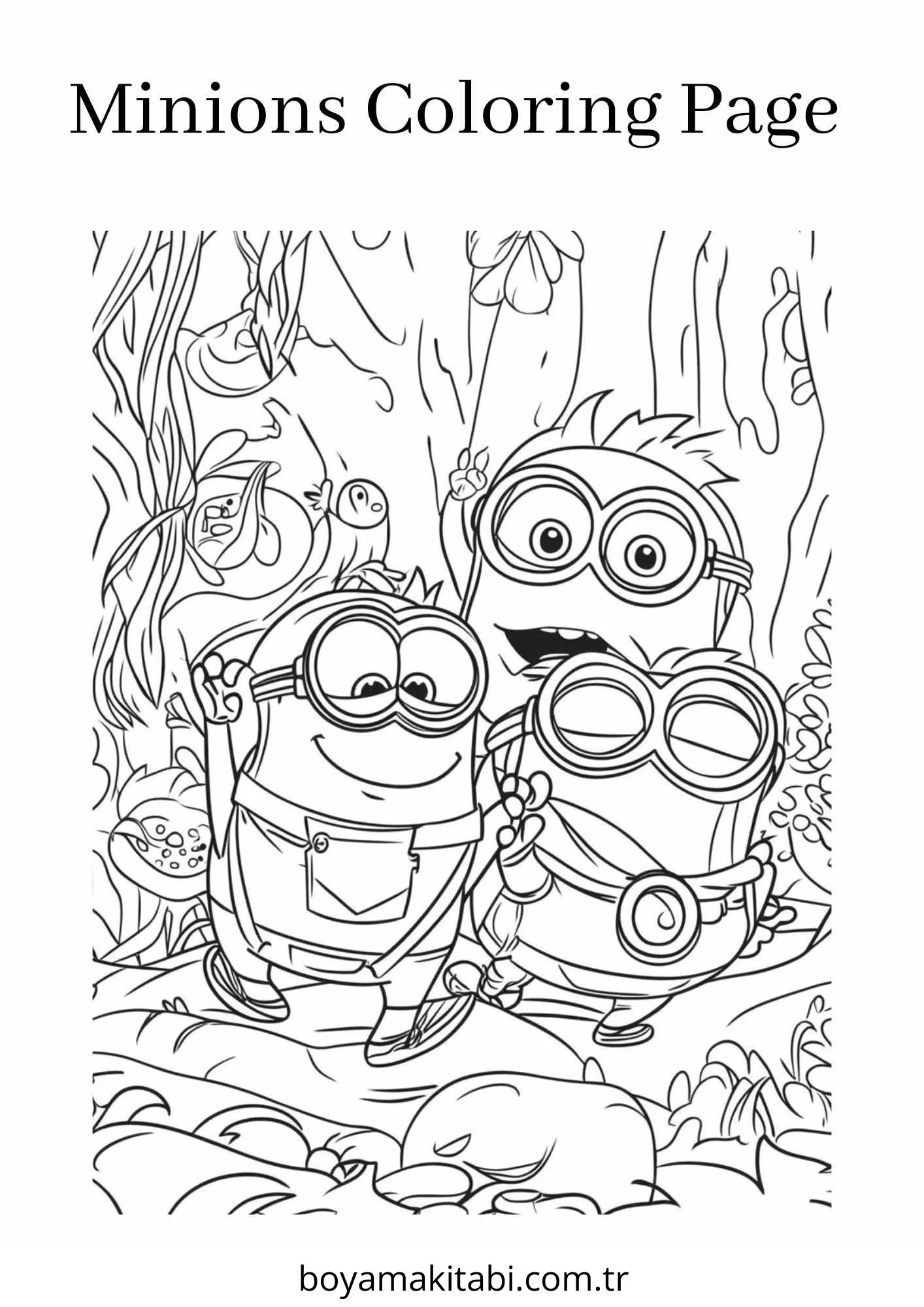Minions boyama sayfası – sevimli karakter, sanatsal çalışma