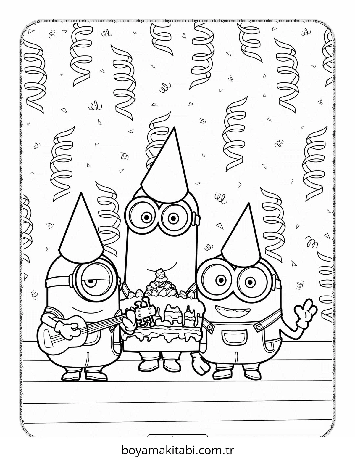 Minions boyama sayfası – keyifli zaman, renkli çizimler
