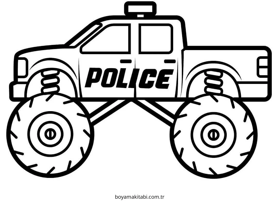 Monster Truck boyama sayfası – kolay boyama, eğitici aktivite