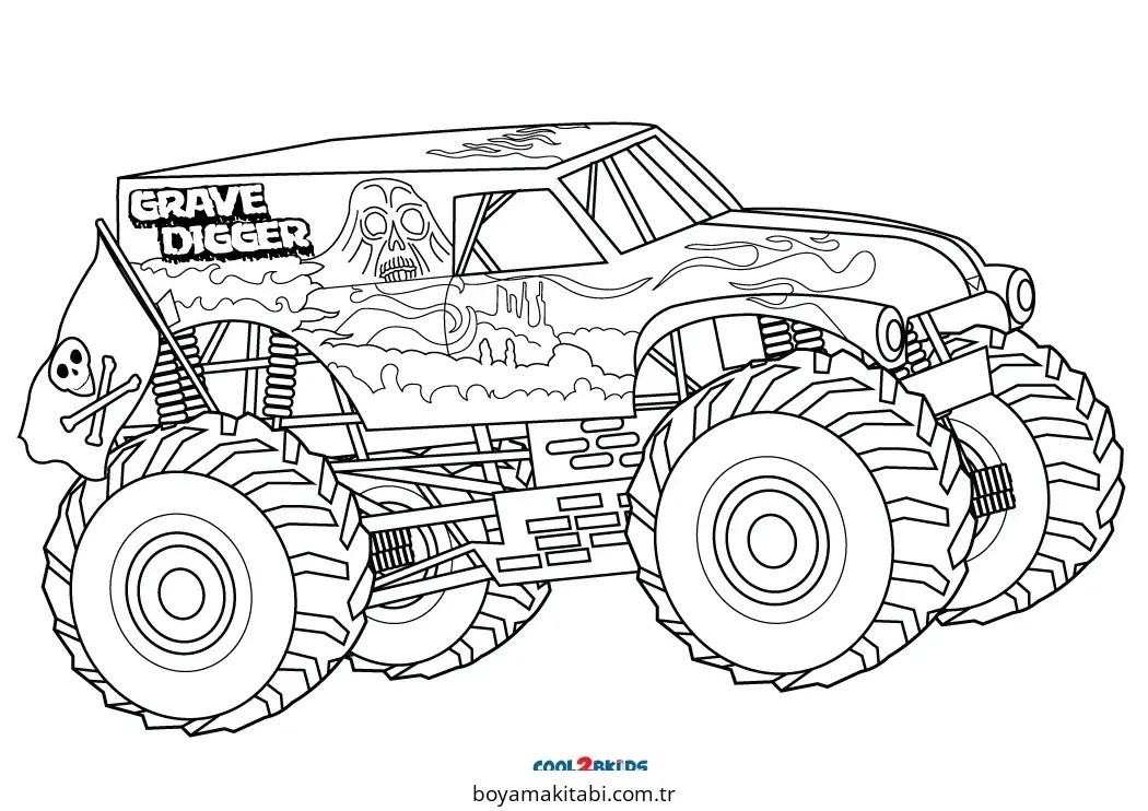 Monster Truck boyama sayfası – yaratıcılığı geliştirir, keyifli zaman