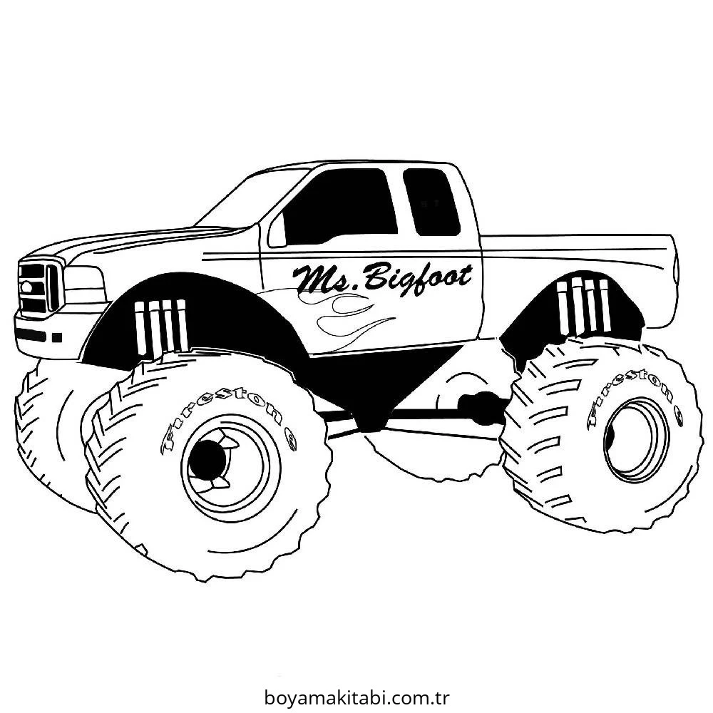 Monster Truck boyama sayfası – ücretsiz yazdır, boyama etkinliği