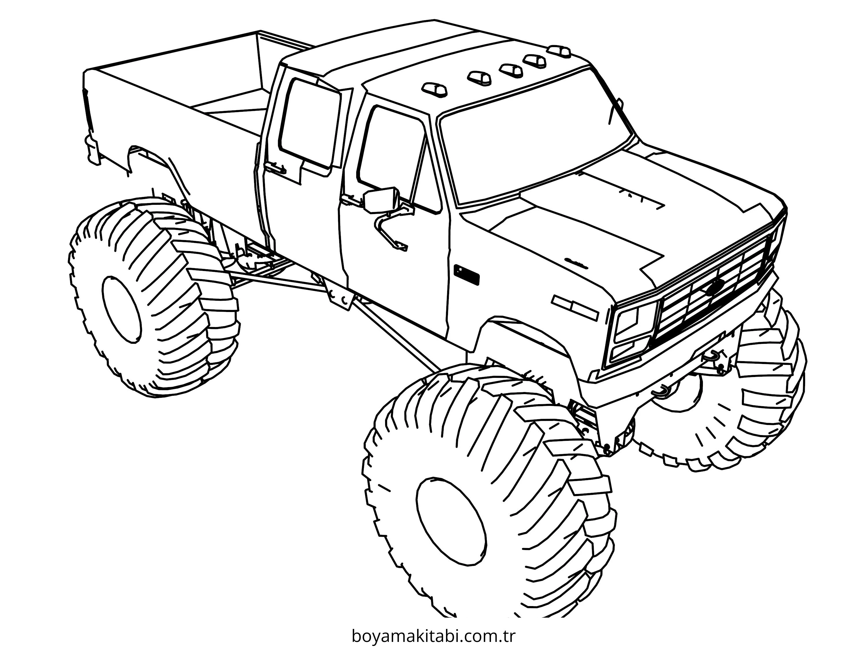 Monster Truck boyama sayfası – kolay boyama, eğitici aktivite