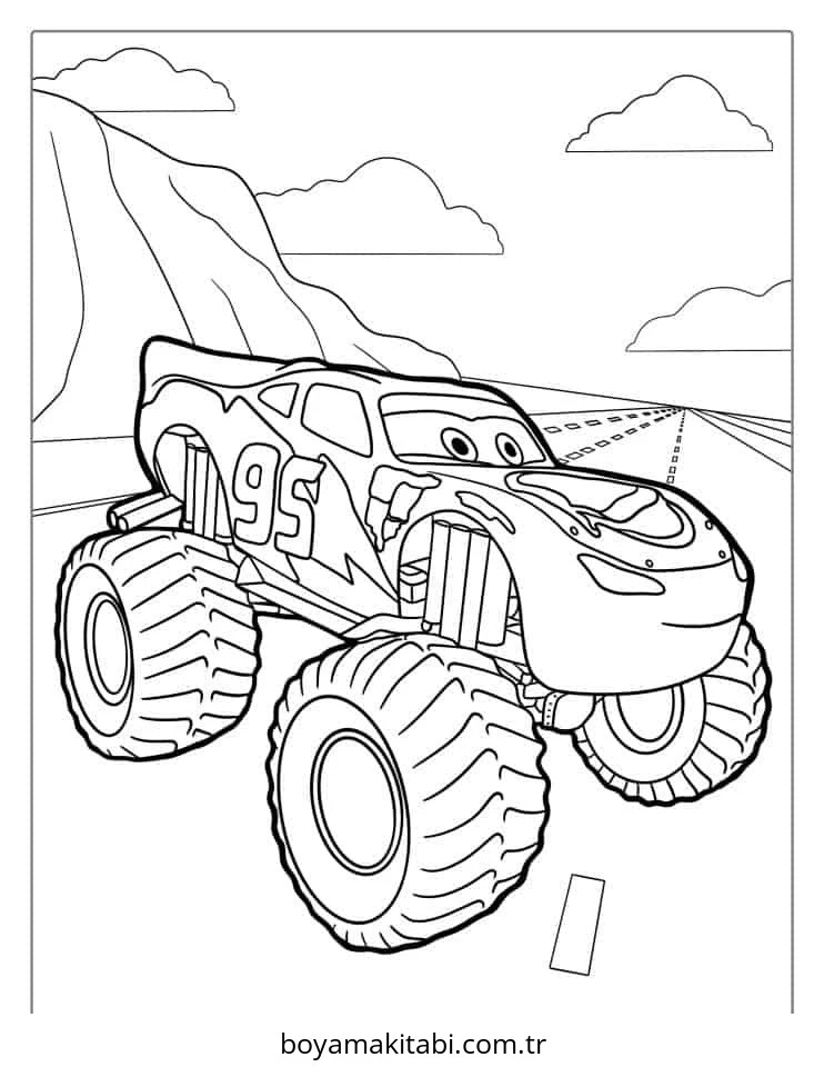 Monster Truck boyama sayfası – okul öncesi, evde etkinlik