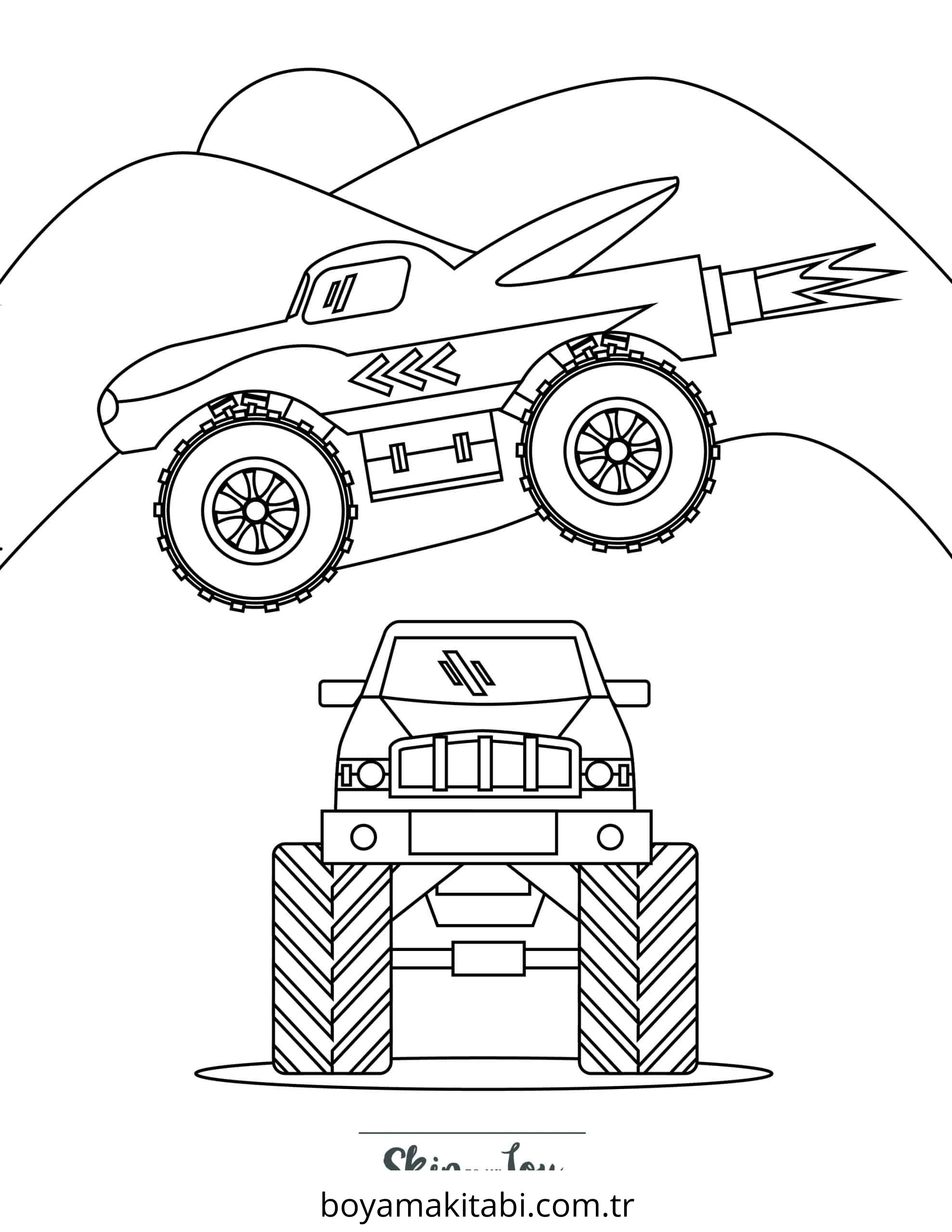 Monster Truck boyama sayfası – eğitici aktivite, yaratıcılık