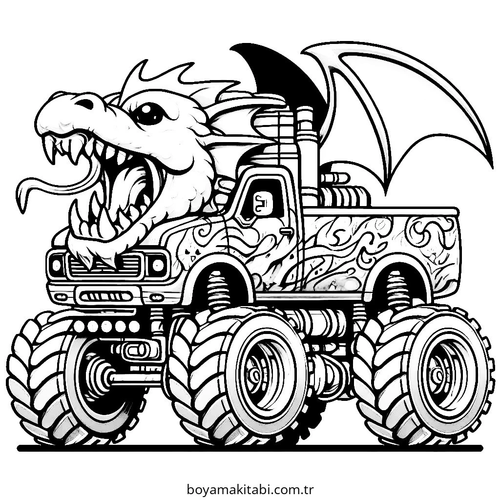 Monster Truck boyama sayfası – keyifli zaman, renkli çizimler