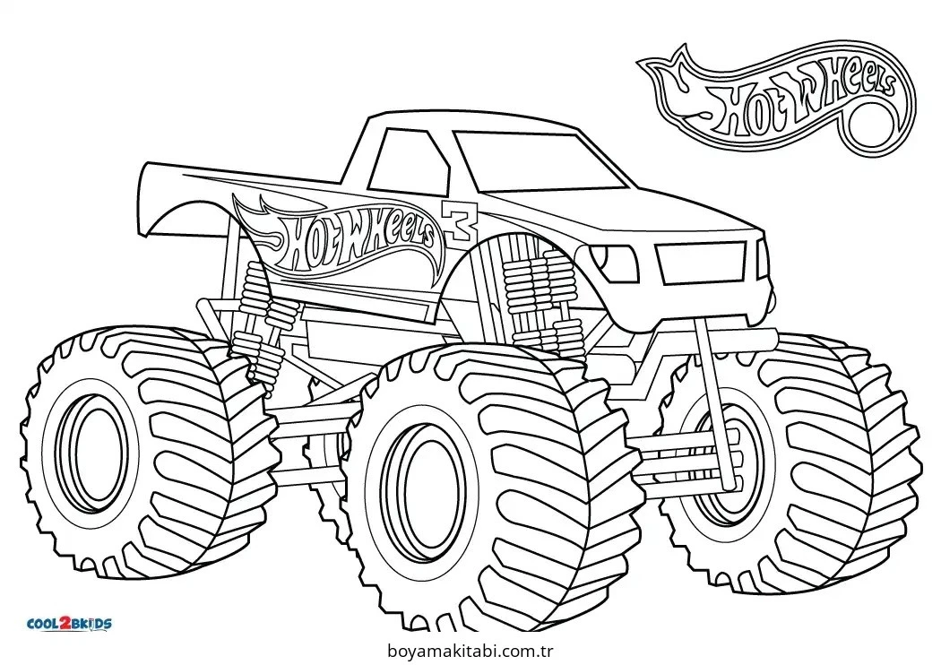 Monster Truck boyama sayfası – evde etkinlik, ücretsiz yazdır