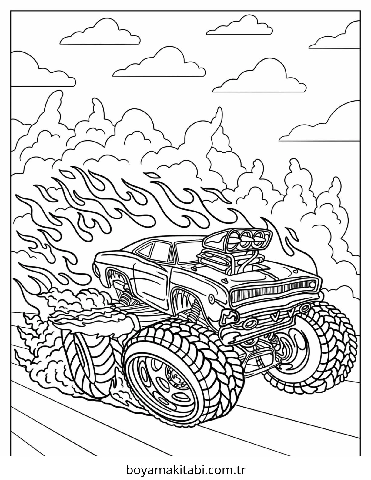Monster Truck boyama sayfası – sanatsal çalışma, çocuklar için