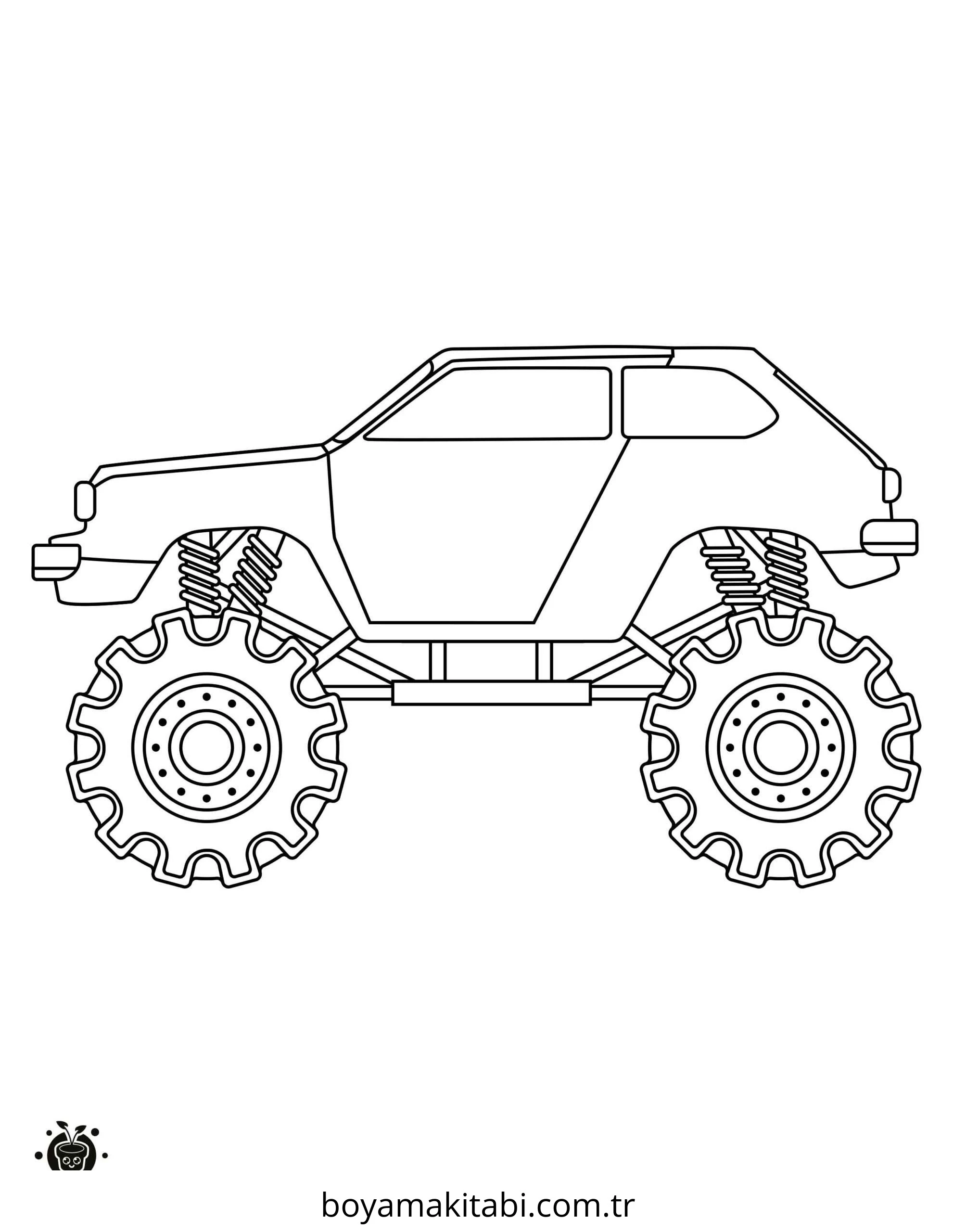 Monster Truck boyama sayfası – basit çizim, kolay boyama