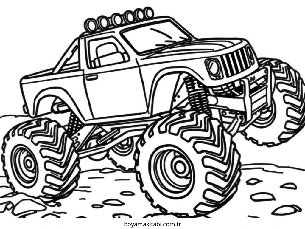 Monster Truck boyama sayfası – boyama çalışması, yaratıcılığı geliştirir