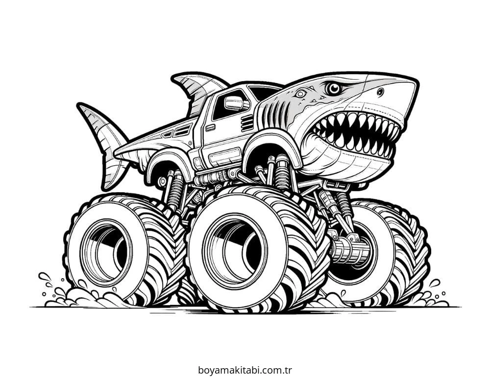 Monster Truck boyama sayfası – PDF indir, sevimli karakter