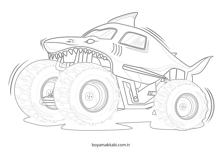 Monster Truck boyama sayfası – çocuklar için, çizgi film temalı