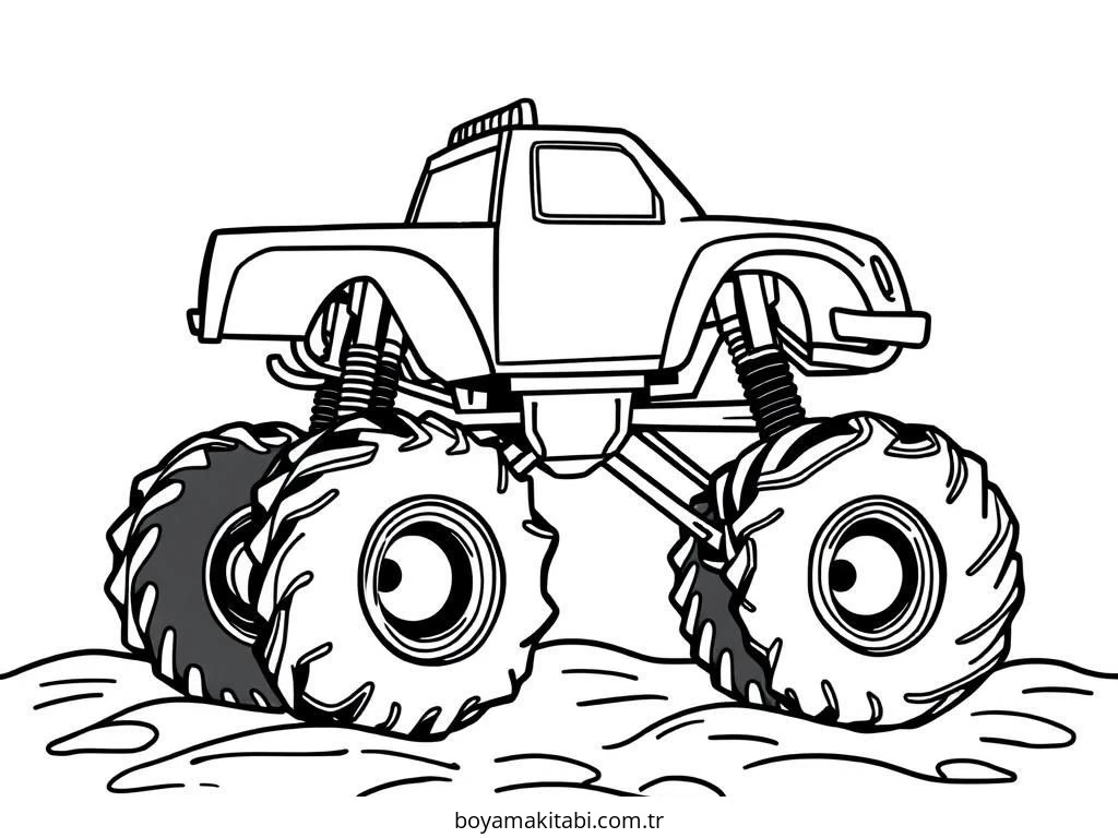Monster Truck boyama sayfası – kolay boyama, eğitici aktivite