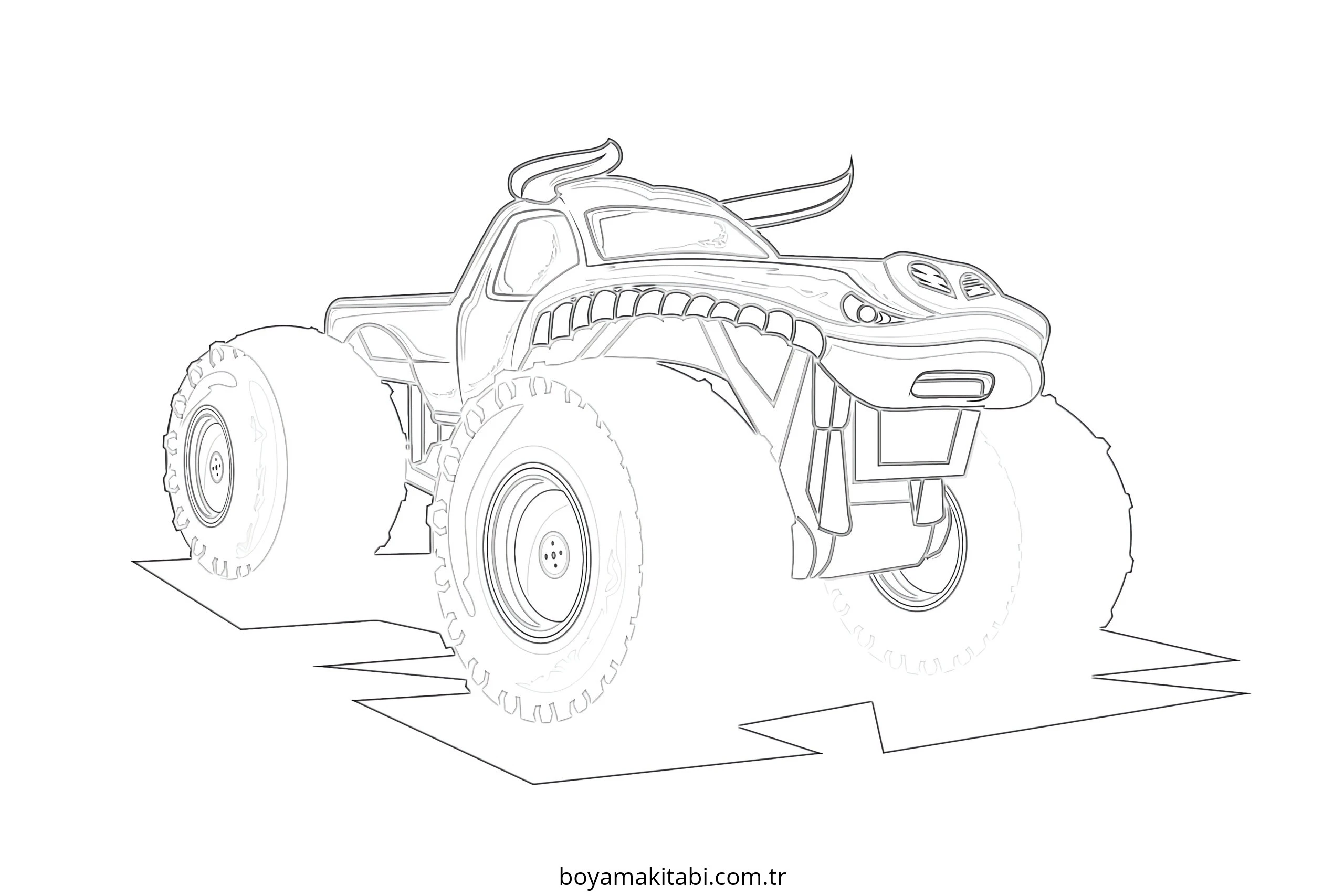 Monster Truck boyama sayfası – eğlenceli etkinlik, el becerilerini geliştirir