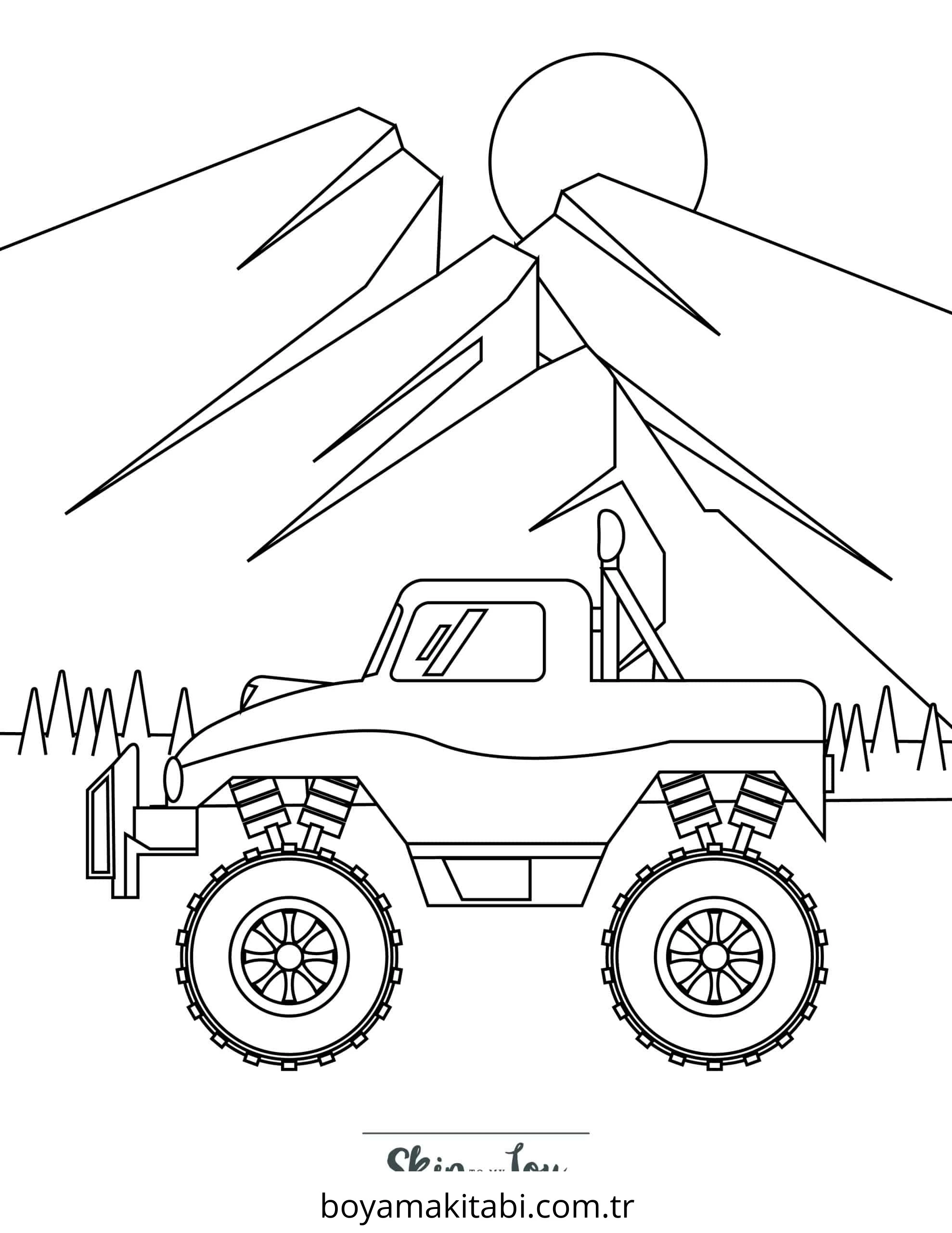 Monster Truck boyama sayfası – yaratıcılığı geliştirir, keyifli zaman