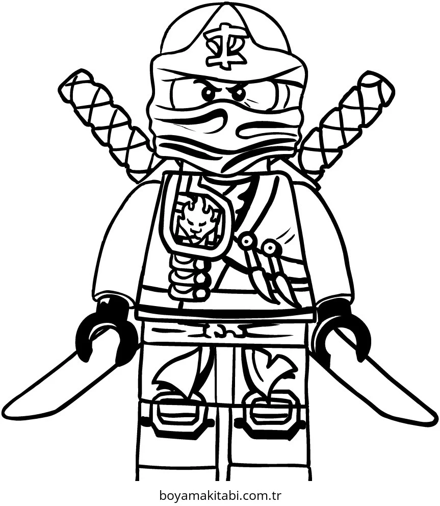 Ninjago boyama sayfası – çizgi film temalı, basit çizim