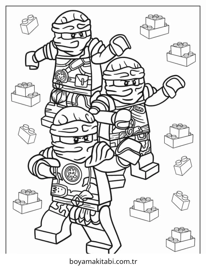 Ninjago boyama sayfası – renkli çizimler, okul öncesi