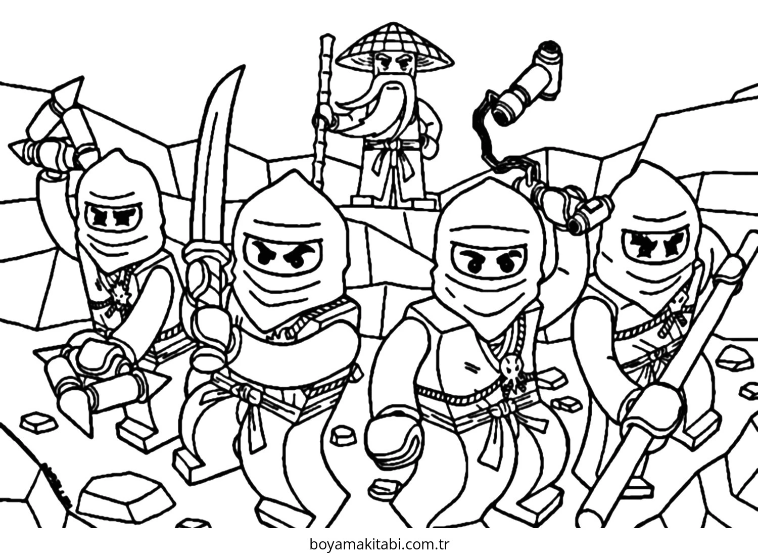 Ninjago boyama sayfası – basit çizim, kolay boyama