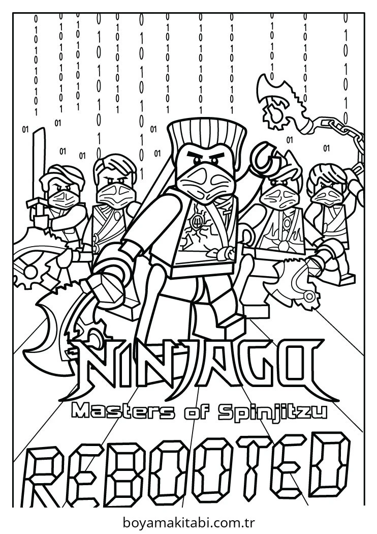 Ninjago boyama sayfası – PDF indir, sevimli karakter