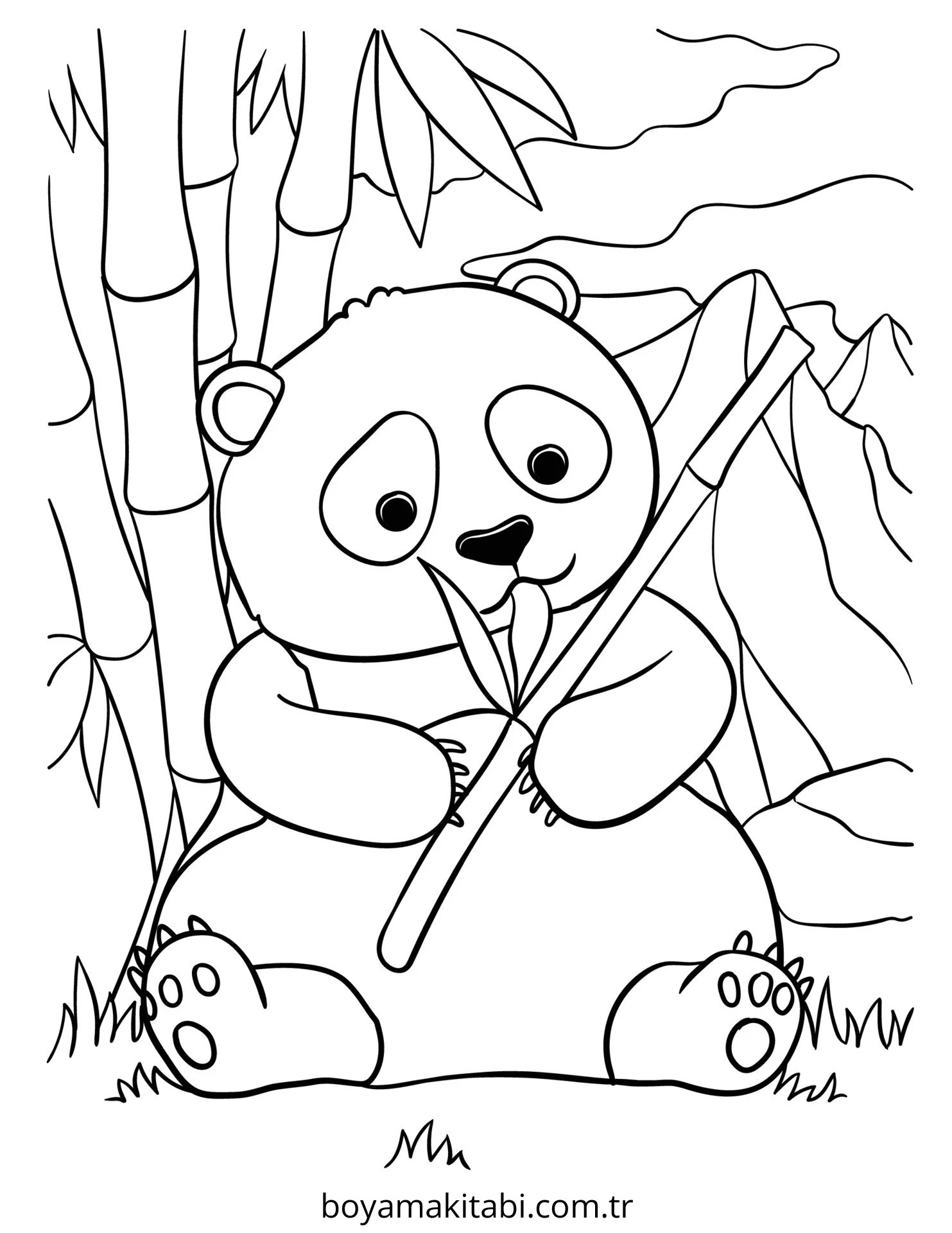 Panda boyama sayfası – keyifli zaman, renkli çizimler