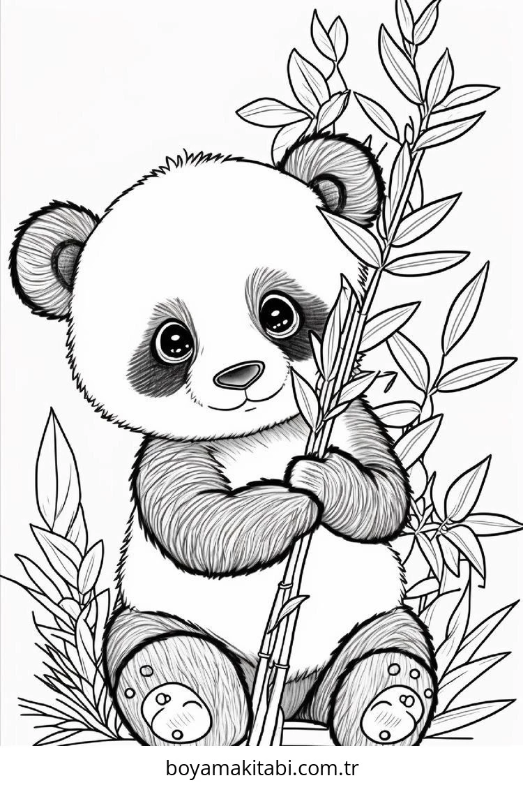 Panda boyama sayfası – PDF indir, sevimli karakter