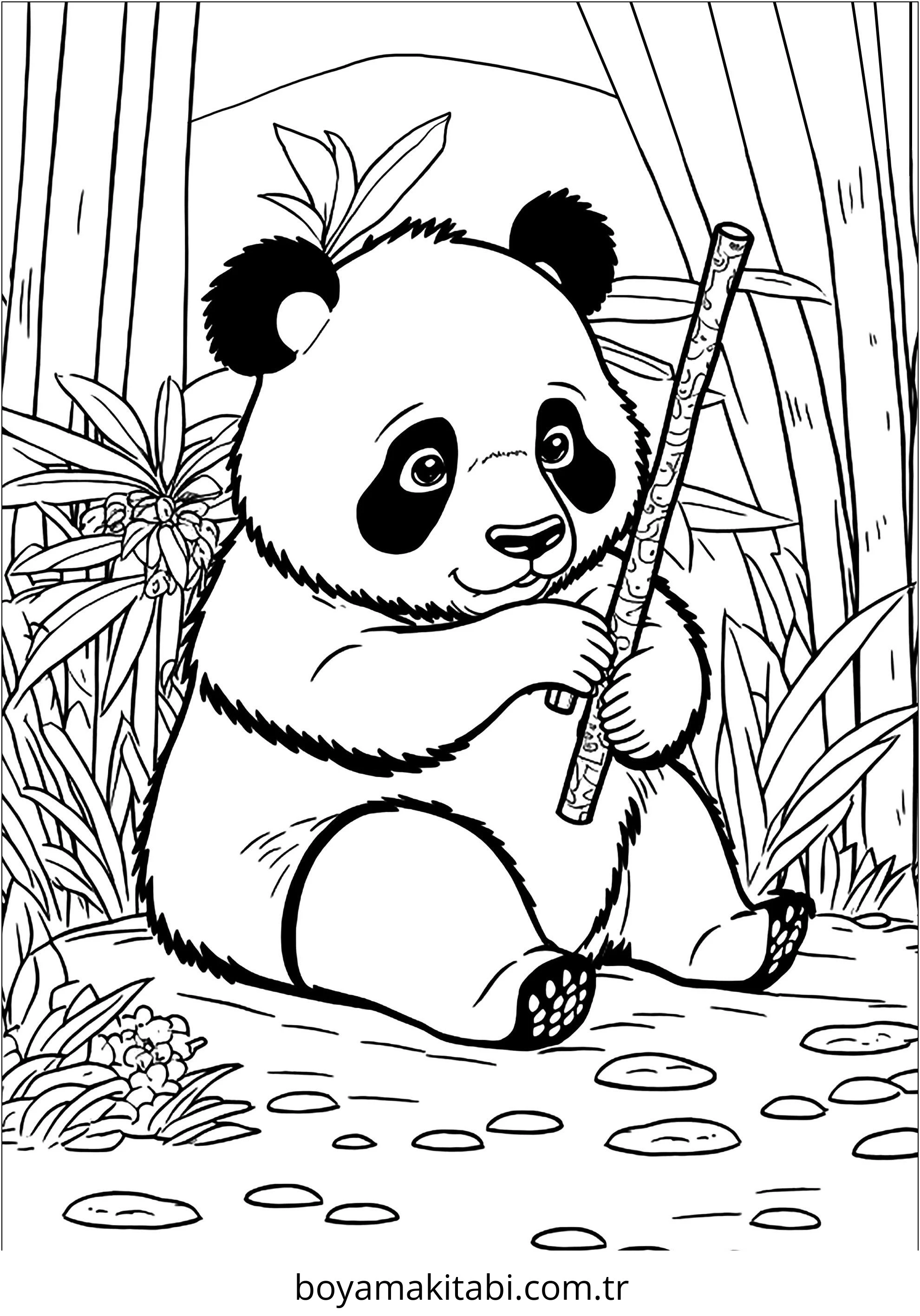 Panda boyama sayfası – PDF indir, sevimli karakter