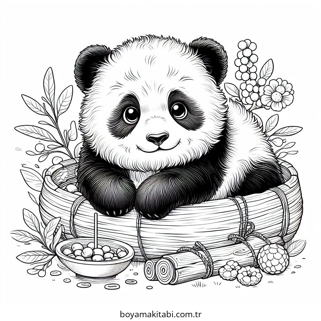 Panda boyama sayfası – kolay boyama, eğitici aktivite