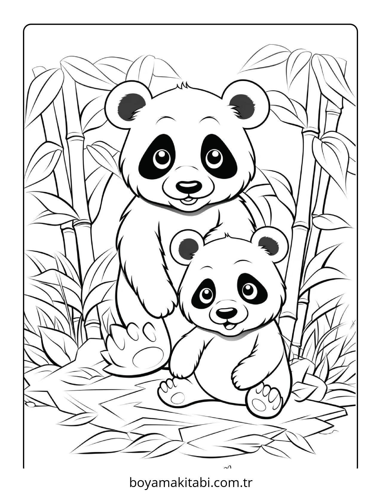 Panda boyama sayfası – renkli çizimler, okul öncesi