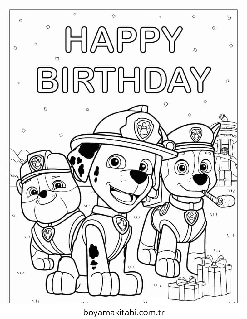 Paw Patrol boyama sayfası – çocuklar için, çizgi film temalı