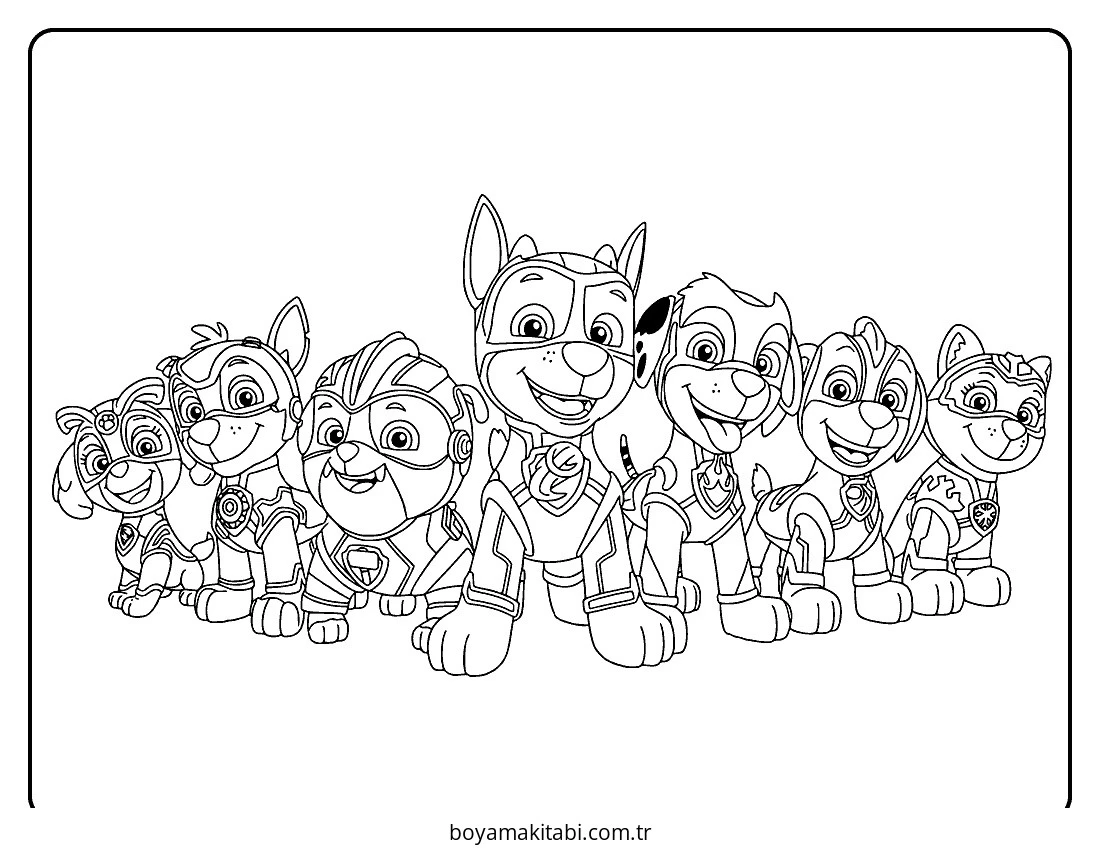 Paw Patrol boyama sayfası – el becerilerini geliştirir, boyama çalışması