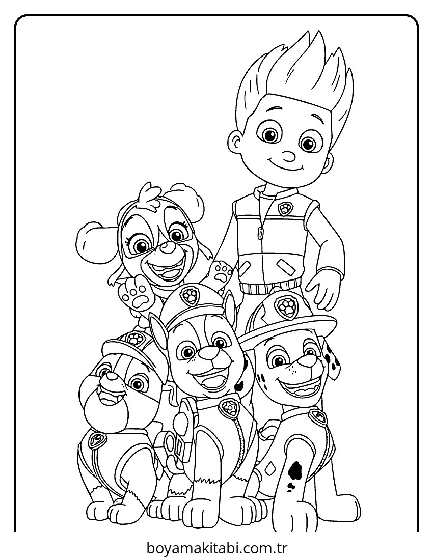 Paw Patrol boyama sayfası – sanatsal çalışma, çocuklar için