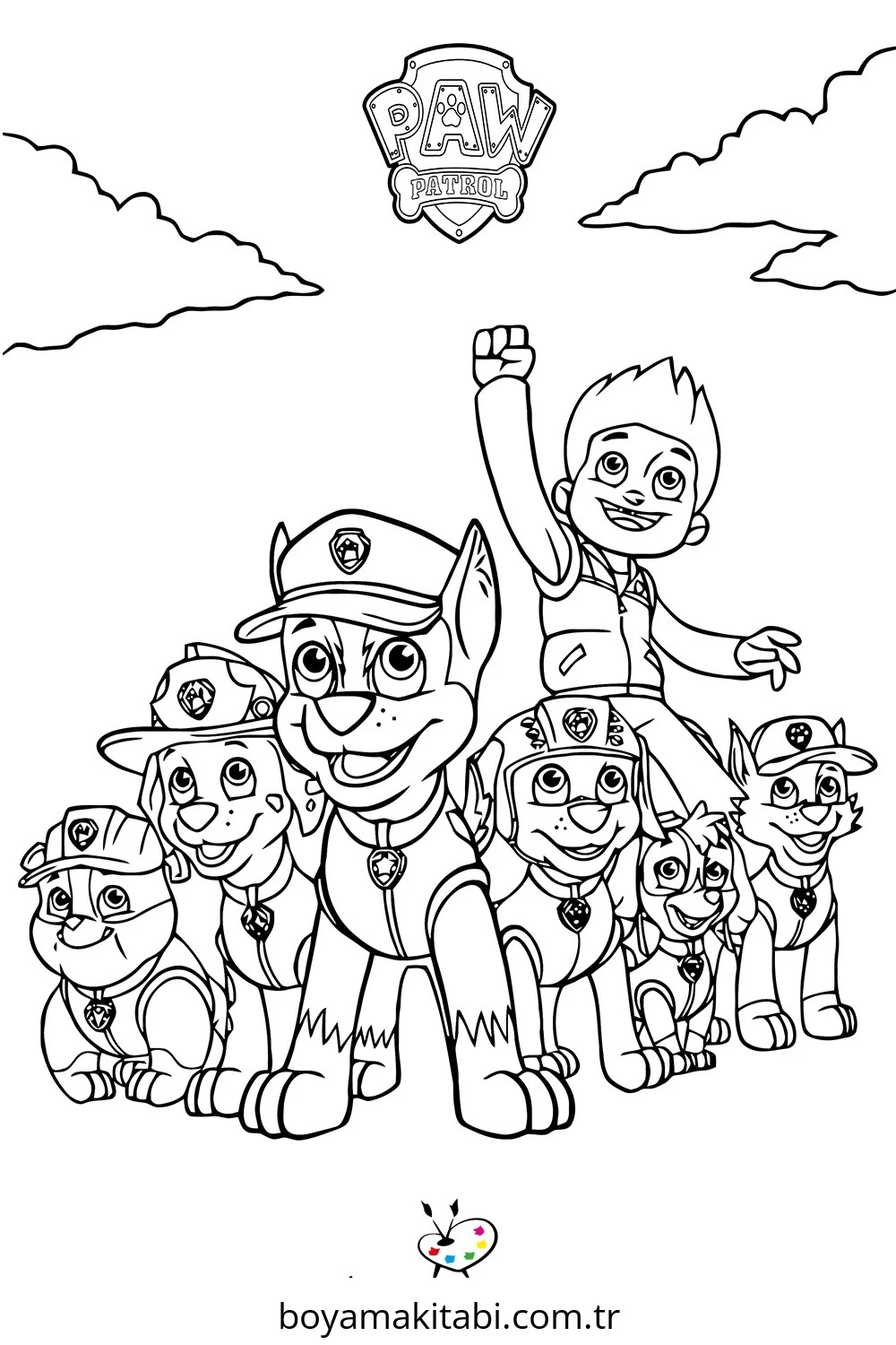 Paw Patrol boyama sayfası – yaratıcılık, eğlenceli etkinlik