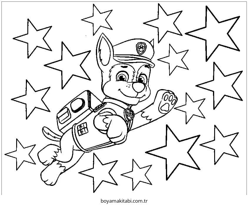 Paw Patrol boyama sayfası – PDF indir, sevimli karakter