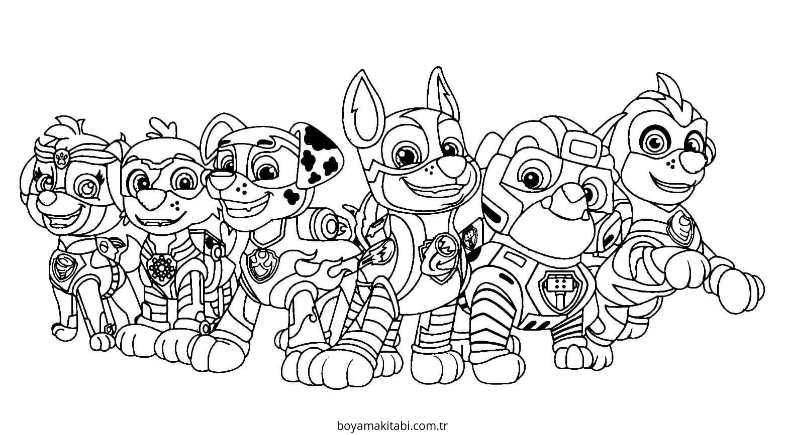Paw Patrol boyama sayfası – çocuklar için, çizgi film temalı