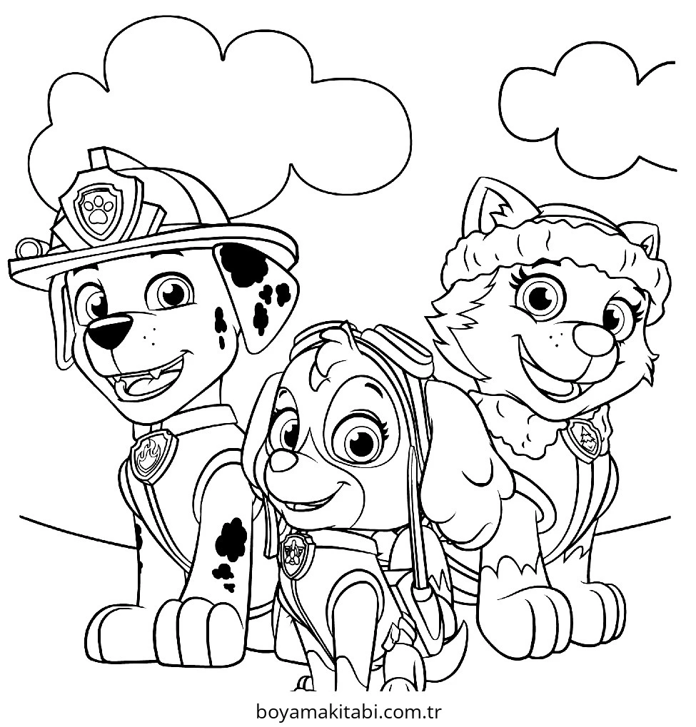 Paw Patrol boyama sayfası – PDF indir, sevimli karakter