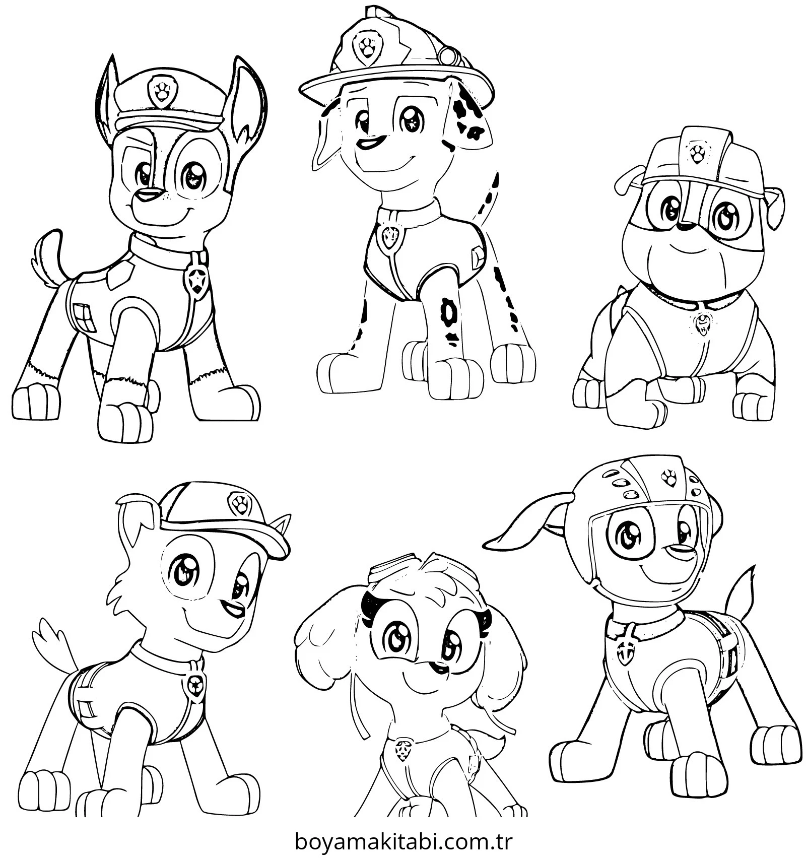 Paw Patrol boyama sayfası – evde etkinlik, ücretsiz yazdır