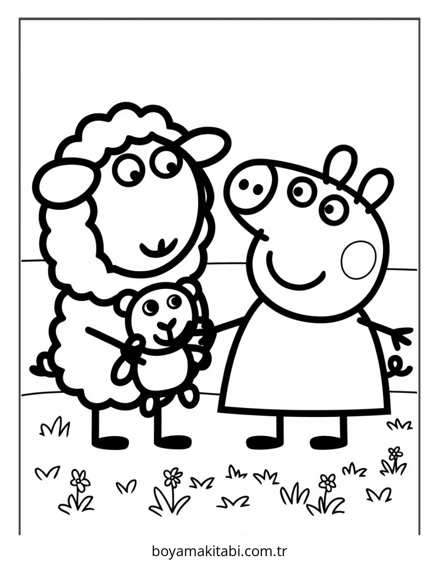 Peppa Pig boyama sayfası – renkli çizimler, okul öncesi