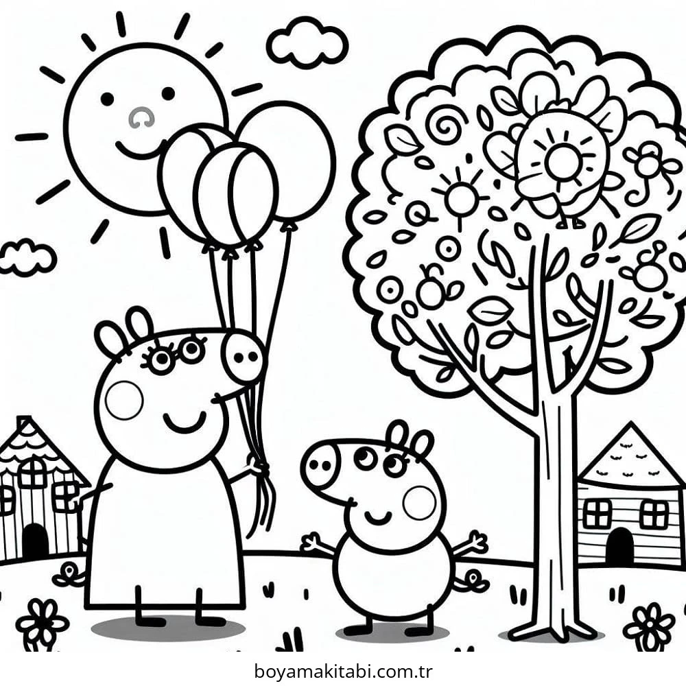 Peppa Pig boyama sayfası – çocuklar için, çizgi film temalı