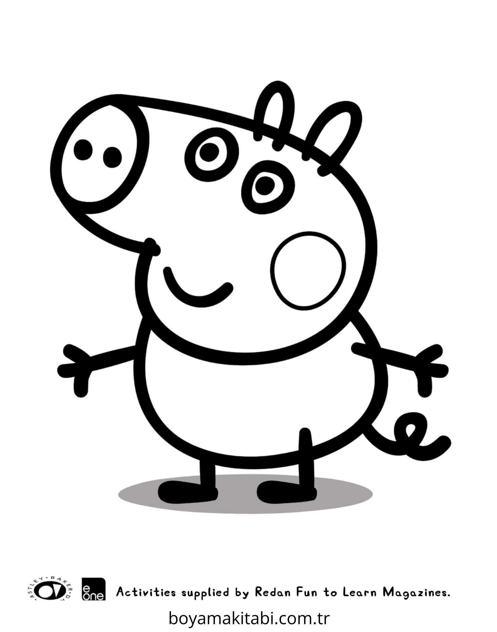 Peppa Pig boyama sayfası – kolay boyama, eğitici aktivite