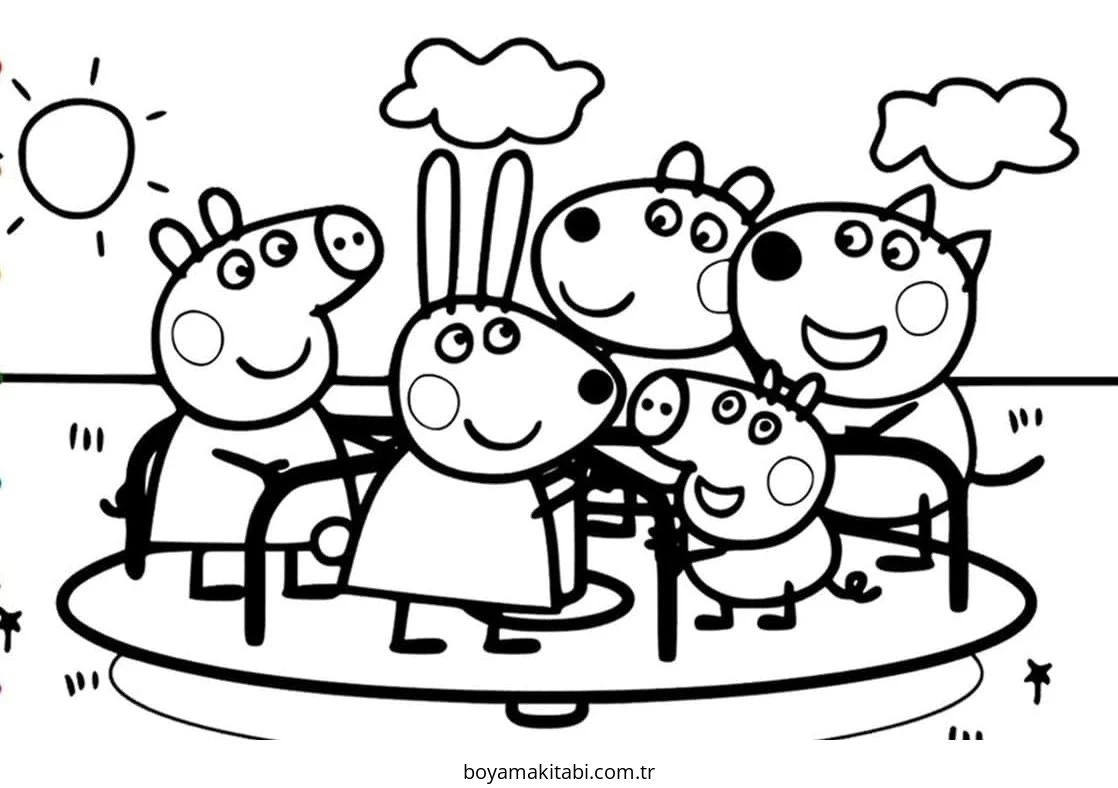 Peppa Pig boyama sayfası – çizgi film temalı, basit çizim