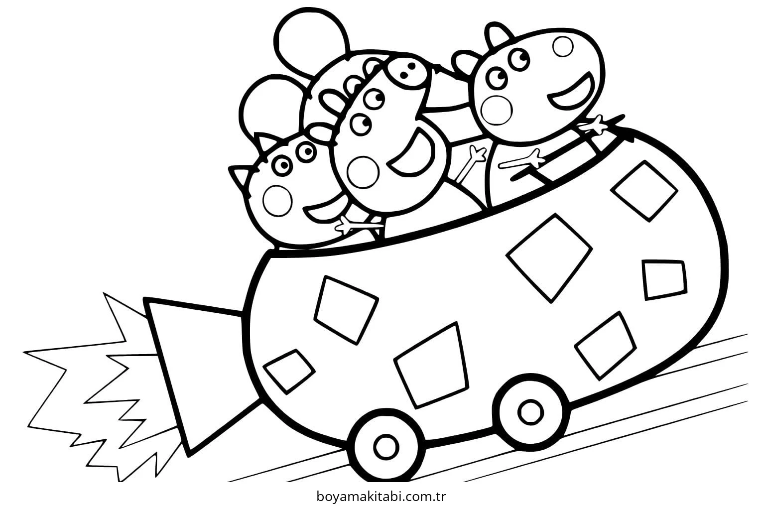 Peppa Pig boyama sayfası – basit çizim, kolay boyama